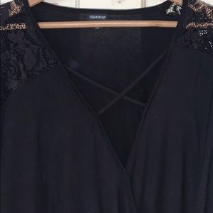 Black deep v neck top